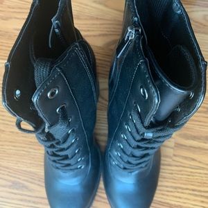 Block heel lace up booties